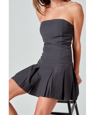 Women's Strapless Pleated Mini Dress