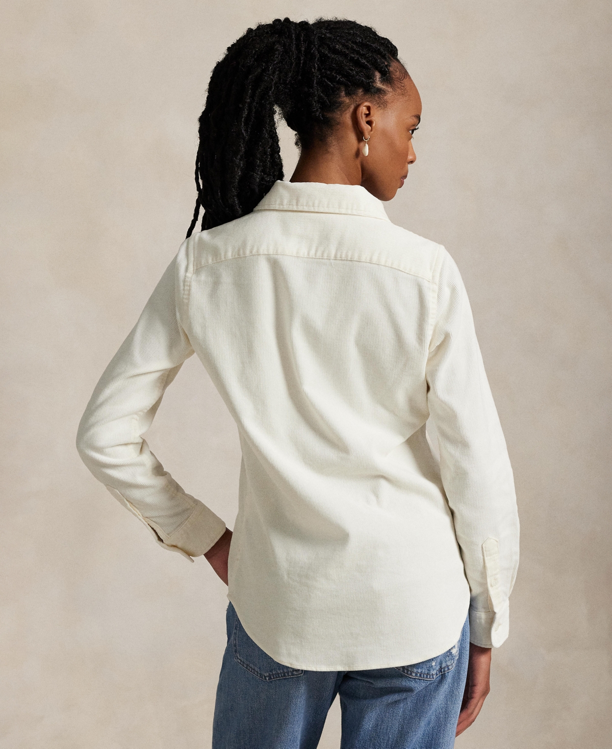 Polo Ralph Lauren Classic Fit Cotton Corduroy Button-up Shirt In White