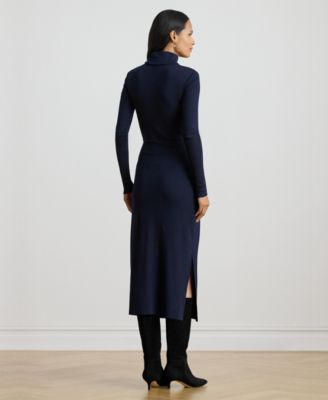 Women's Tie-Front Turtle Neck Dress