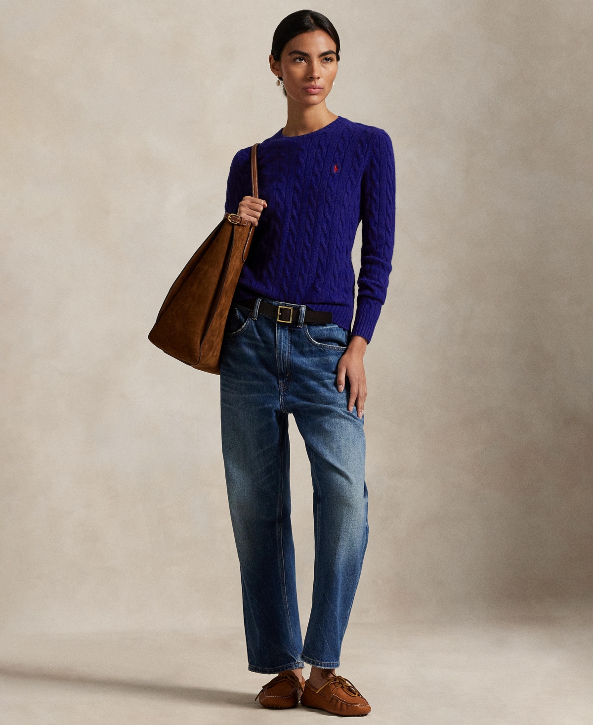 Polo Ralph Lauren All-over Cable Knit Cashmere Blend Sweater In Blue