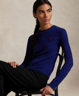 Women's Cable-Knit Cotton Crewneck Sweater