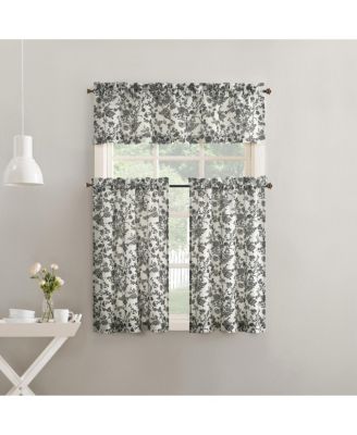 Elodie Tonal Botanical Semi-Sheer Rod Pocket Kitchen Curtain Valance