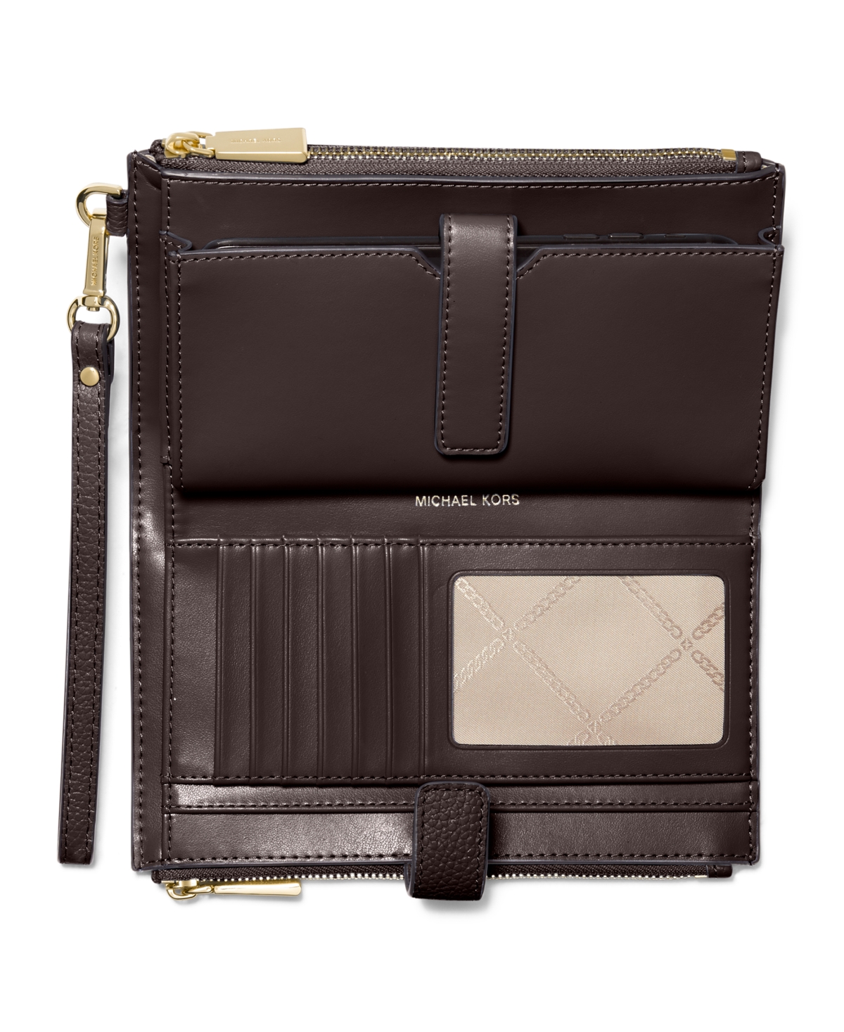 Michael Kors Jet Set Double Zip Wristlet In Brown