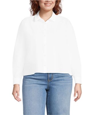 Women's Plus Size No Iron Boxy Cropped Shirt