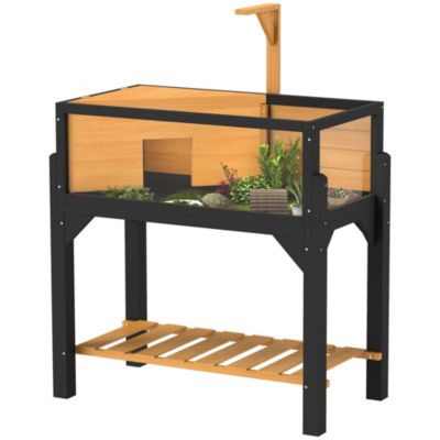Tortoise Habitat with Storage Shelf, Wooden Tortoise Enclosure,