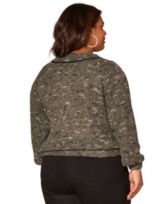 Plus Size Raglan Long Sleeve V-Neck Sweater