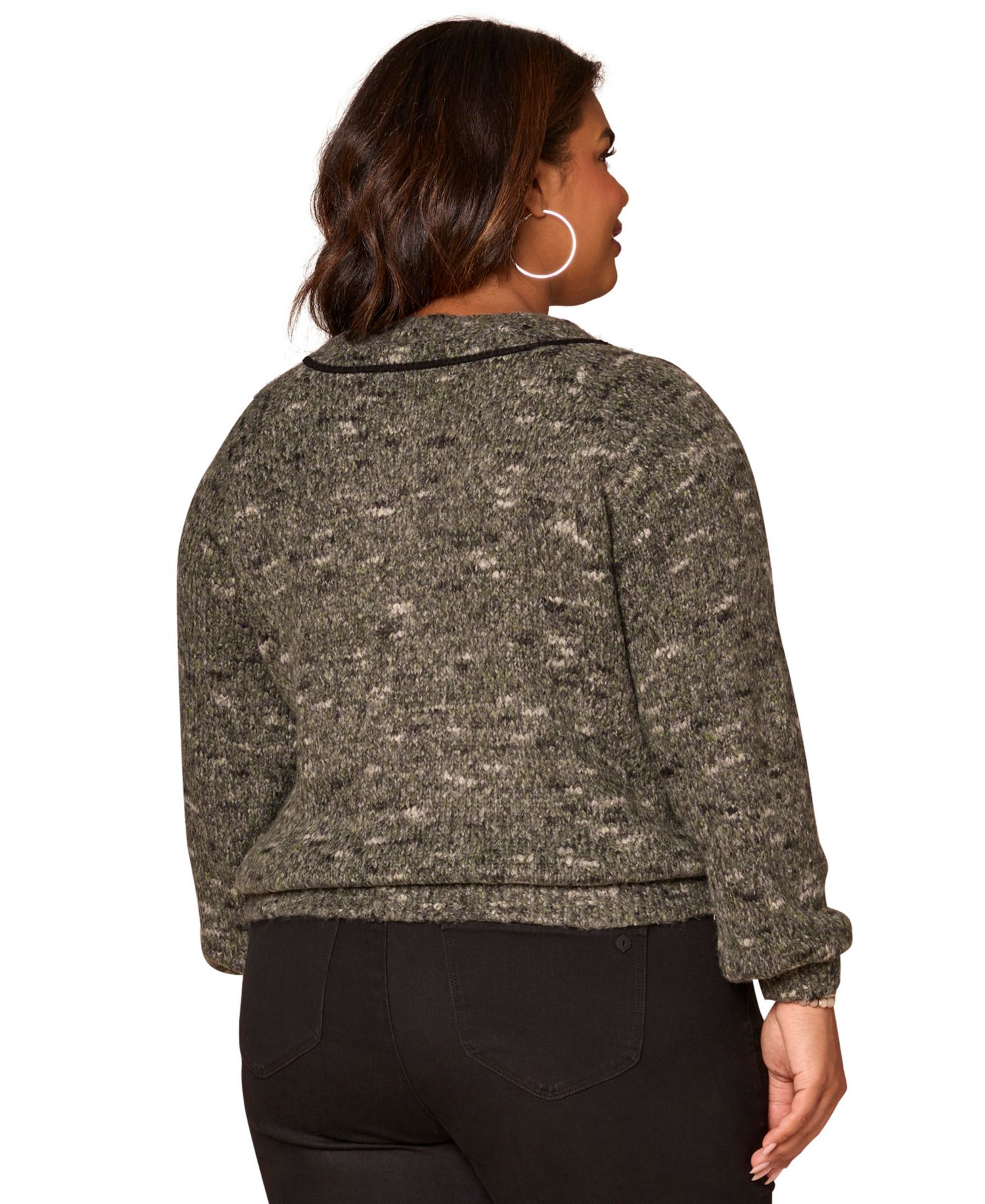 Plus Size Raglan Long Sleeve V-Neck Sweater