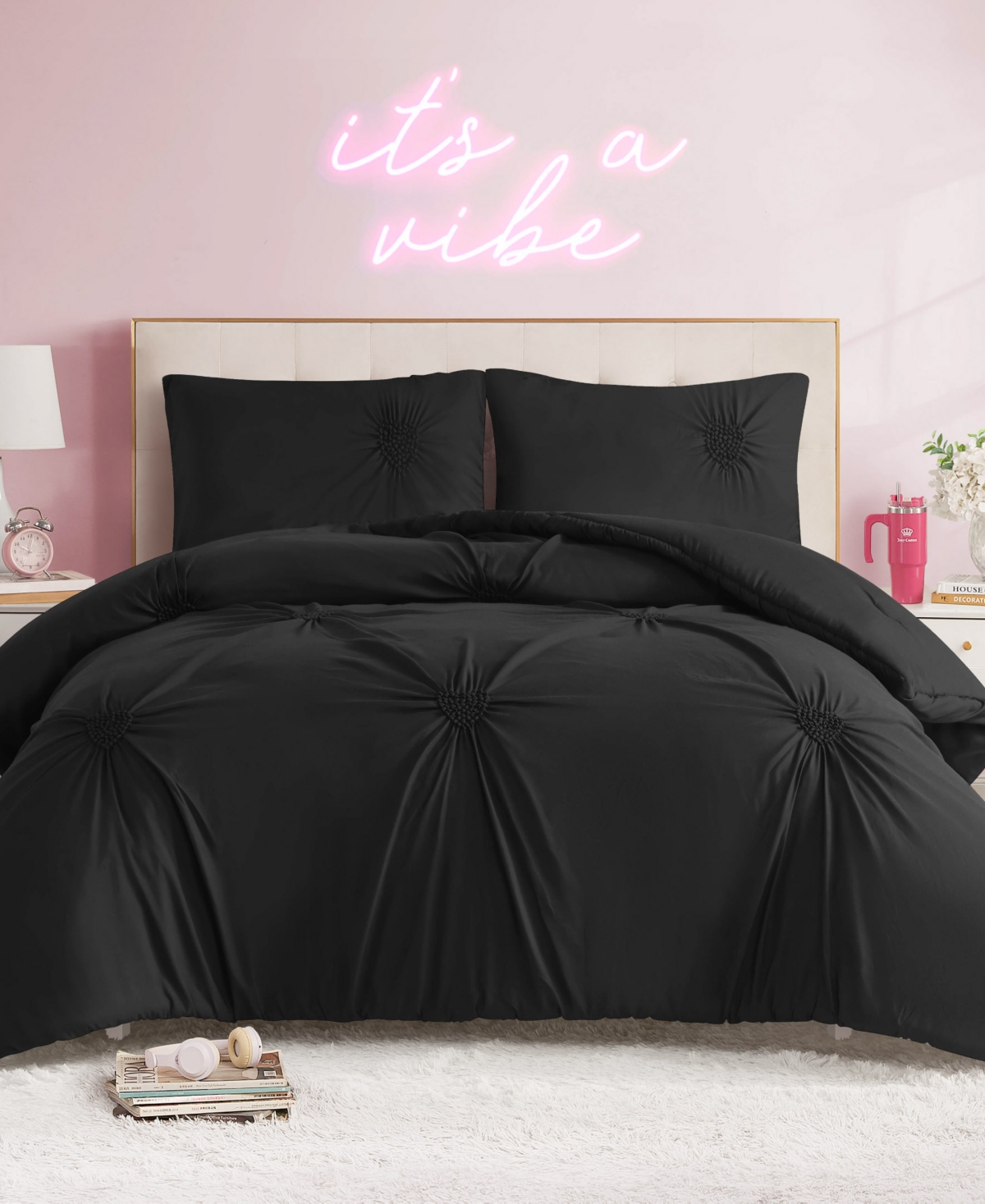 Juicy Couture Amora Gathered Heart 3-Pc. Comforter Set