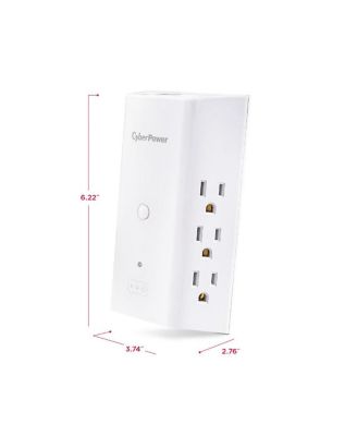 P6WUCL 6-Outlet Wall Mount Surge Protector with USB and Night Light