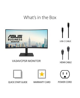 VA34VCPSR 34" 21:9 UWQHD 100Hz USB-C Docking Curved VA LED Monitor, Black