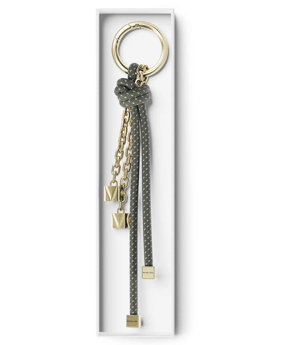 Michael Kors Gold-tone And Speckled Cord Bag Charm In Green