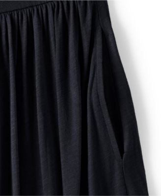 Women's Slub Cap Sleeve Shirred Skirt Midi Dress