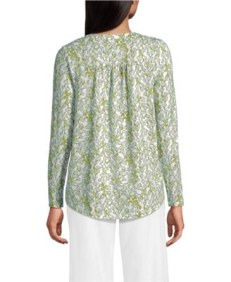 Women's Long Sleeve Lightweight Jersey Notch Neck Tunic Top