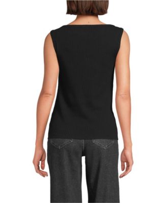 Women's Sleeveless Pointelle Rib Boat Neck Tank