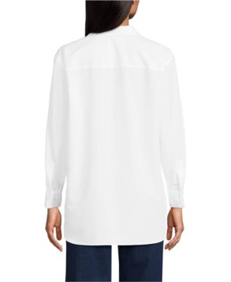 Women's Petite Oversized No Iron Tunic with Statement Collar Shirt