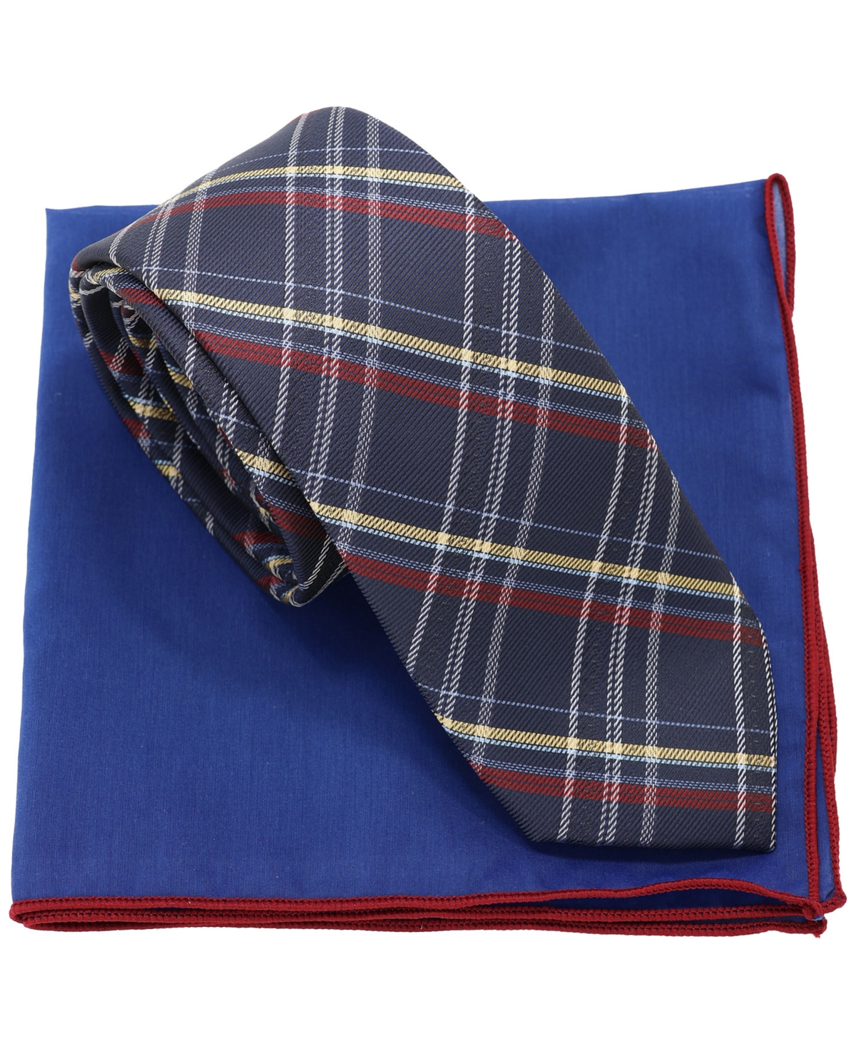 Ben Sherman Plaid Tie & Pocket Square Box Set In Blue