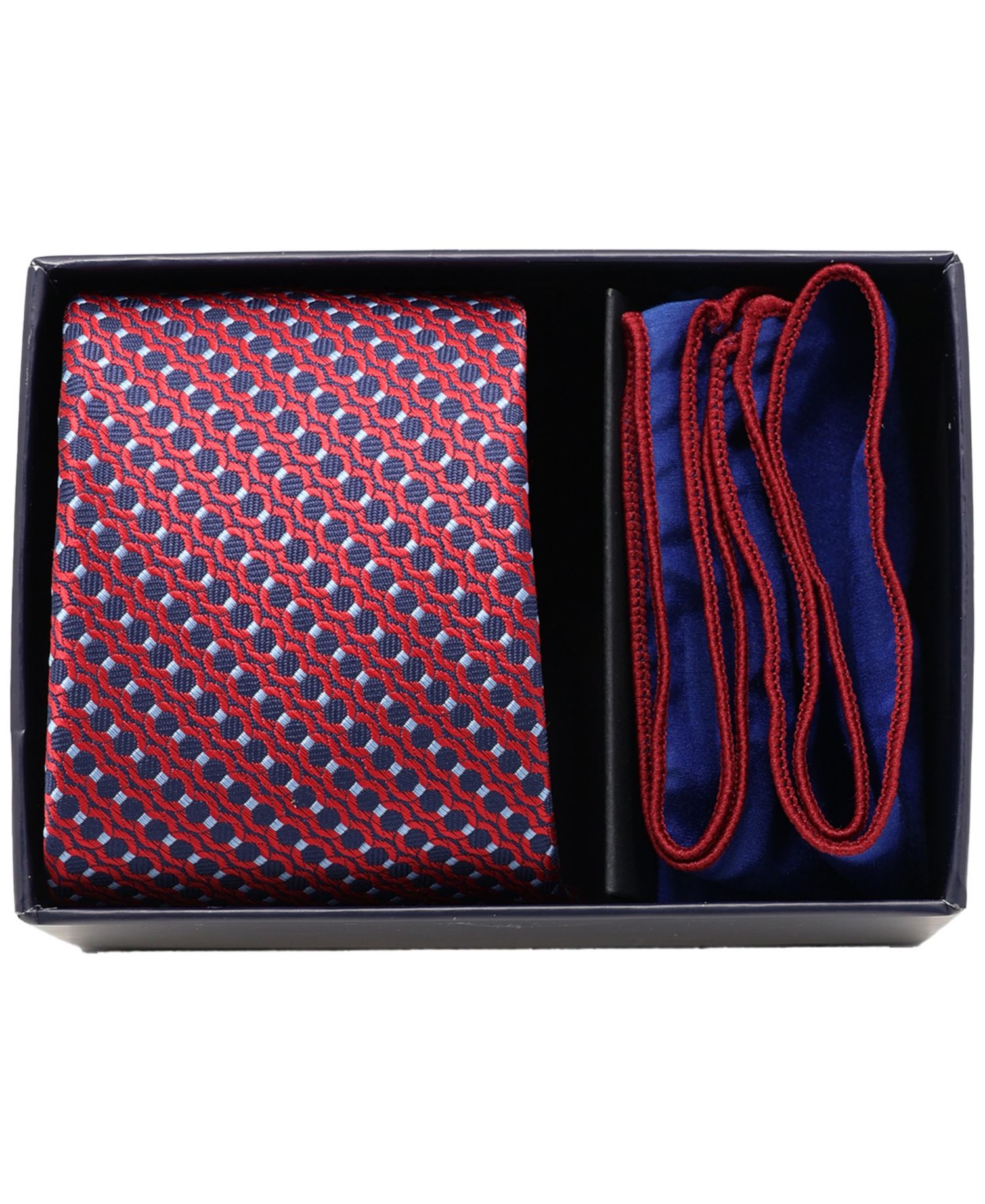 Men's 2-Piece Geometric Tie and Pocket Square Half Box Set