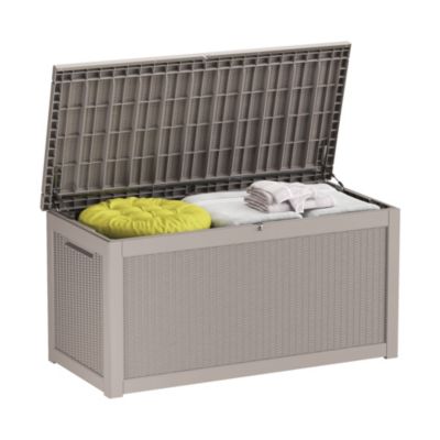 320 Gallon Patio Waterproof Resin Deck Box Lockable Outdoor Storage Garden Tools