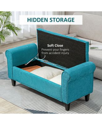 50" Bed End Bench with Ottoman and Storage,