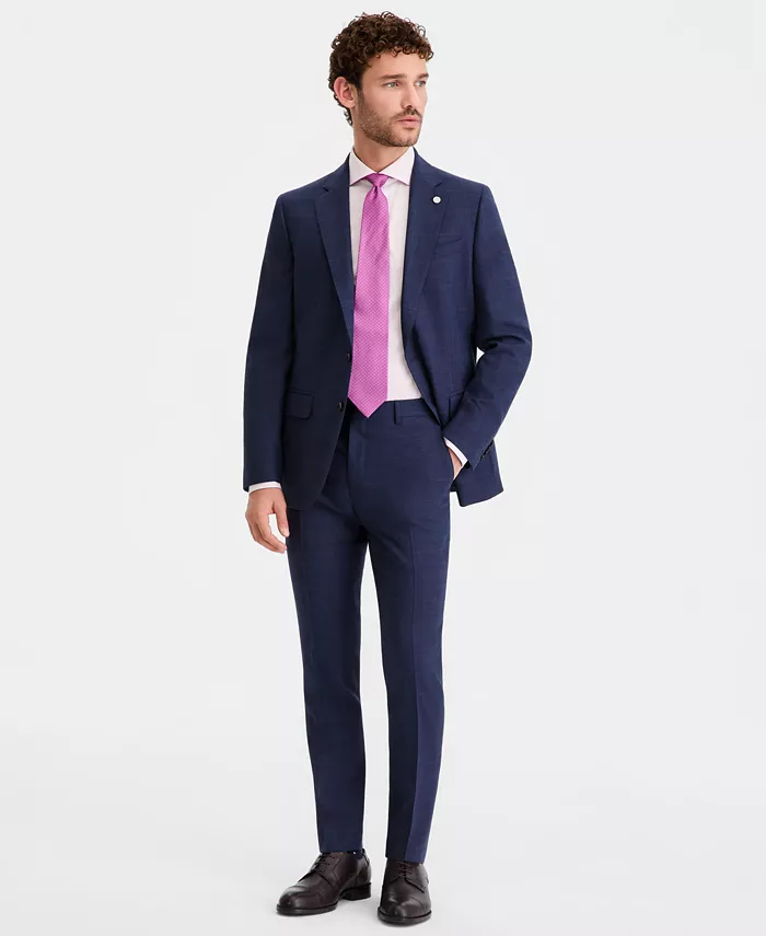 Men's Modern-Fit Wool-Blend Windowpane Suit Separates