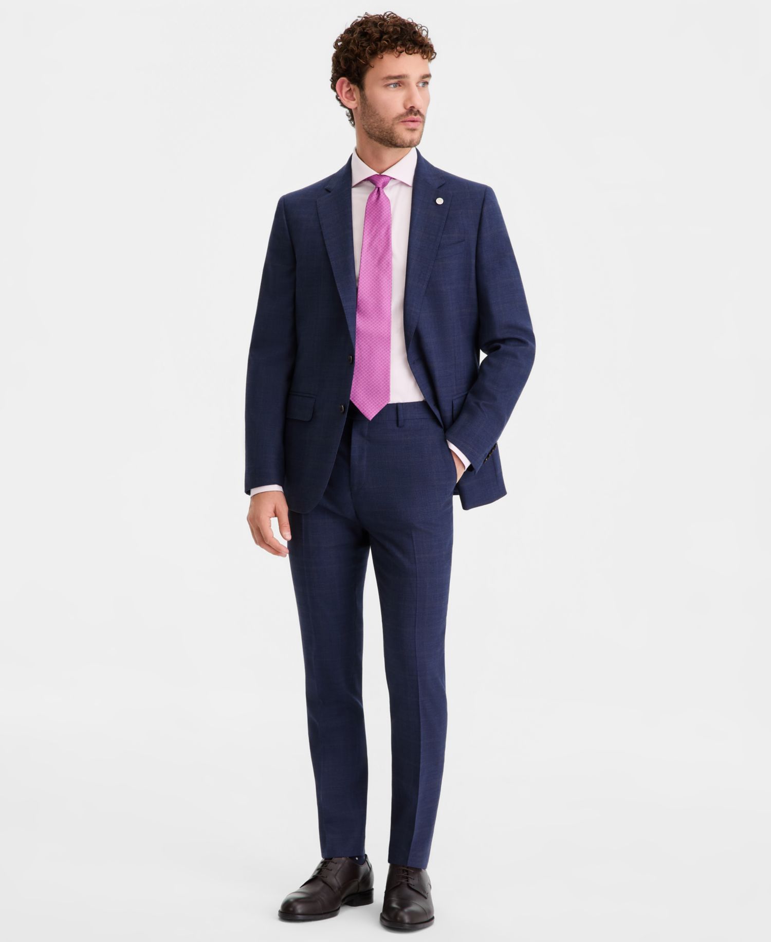 Men's Modern-Fit Wool-Blend Windowpane Suit Separates Pants