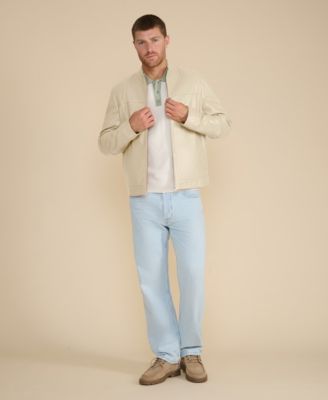 Men's Leather Racer Jacket, Created for Macy's