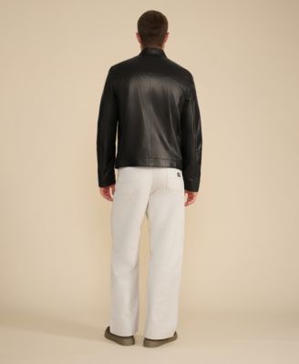 Men's Leather Racer Jacket, Created for Macy's