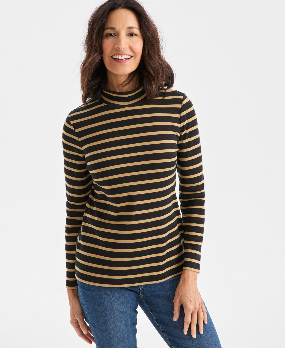 Style & Co Women's Printed Mock-Neck Knit Top, Macy's Exclusive