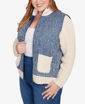 Plus Size Sunset Canyon Sweater Ribbed Quilted Jacket