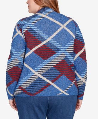 Plus Size Sunset Canyon Exploded Plaid Mock Neck Sweater