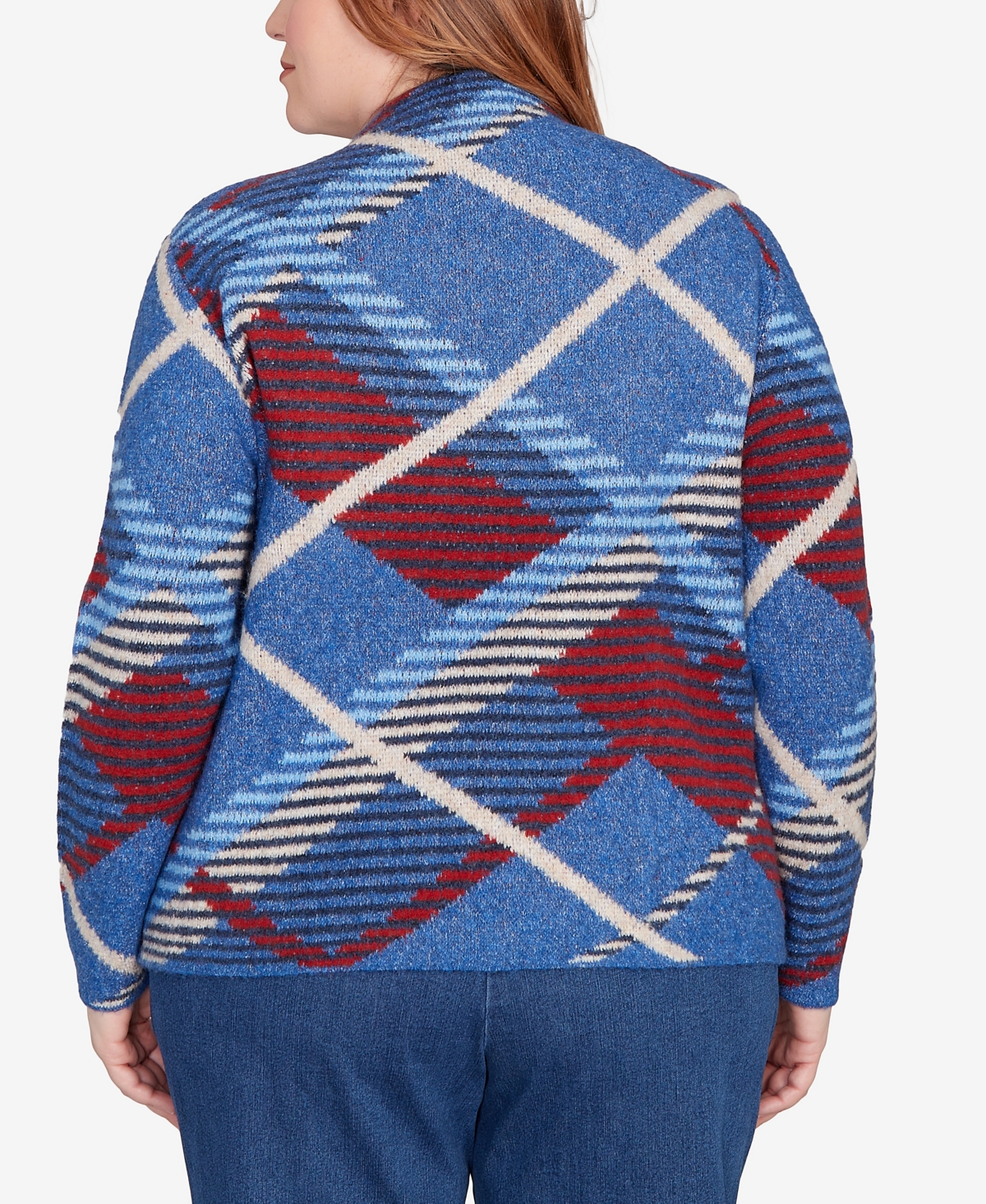 Alfred Dunner Plus Size Sunset Canyon Exploded Plaid Mock Neck Sweater In Blue
