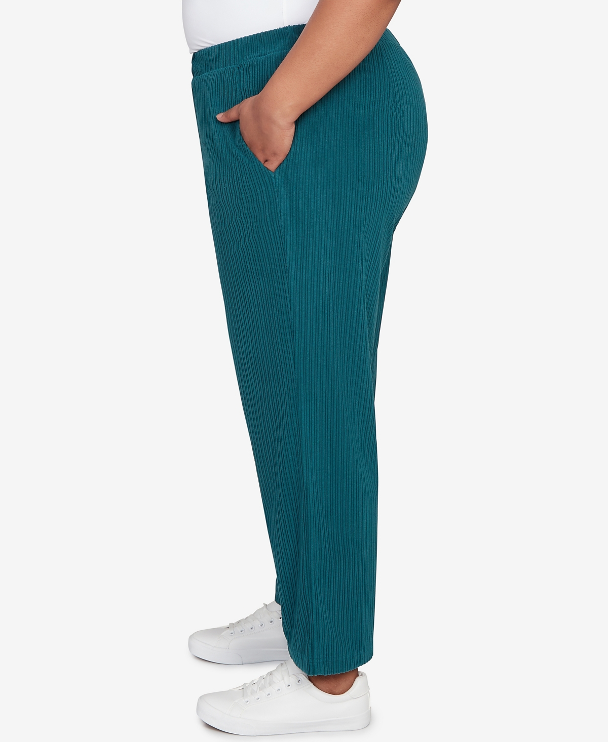 Alfred Dunner Plus Size Lake Champlain Ribbed Knit Ankle Pants In Green