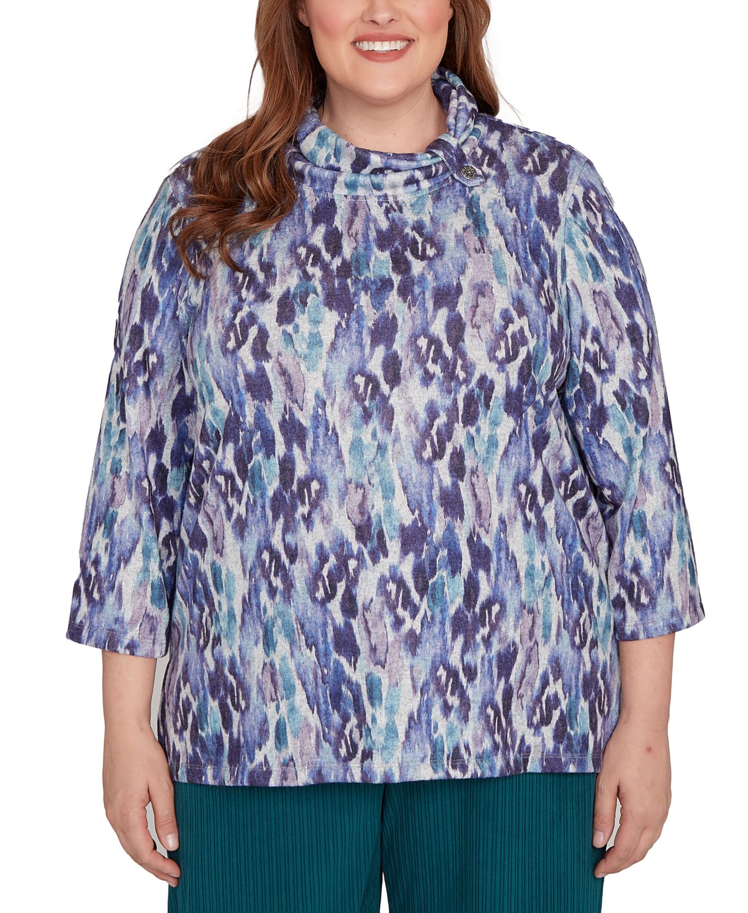 Plus Size Lake Champlain Animal M&eacute;lange Three Quarter Sleeve Top