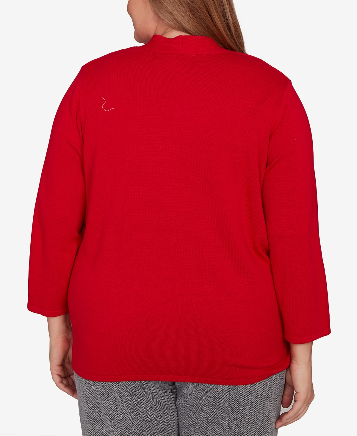 Alfred Dunner Plus Size Jet Setter Geometric Inner Two In One Sweater In Red