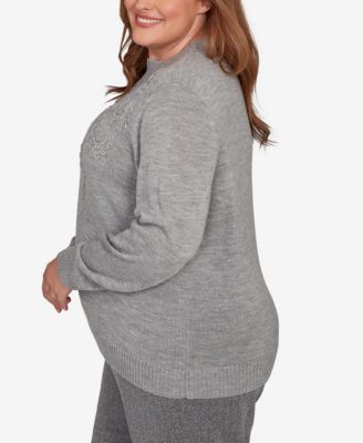 Plus Size Jet Setter Floral Soutache Embroidered Sweater