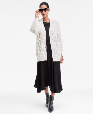 Women's Fuzzy Oversized V-Neck Cardigan Sweater, Macy's Exclusive