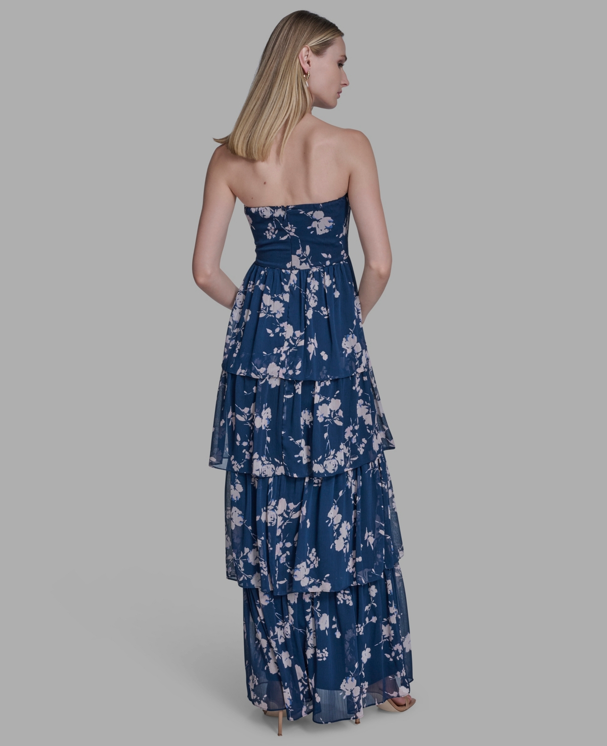 Bcbg Women's Sweetheart Neck Ruffled Gown In Blue
