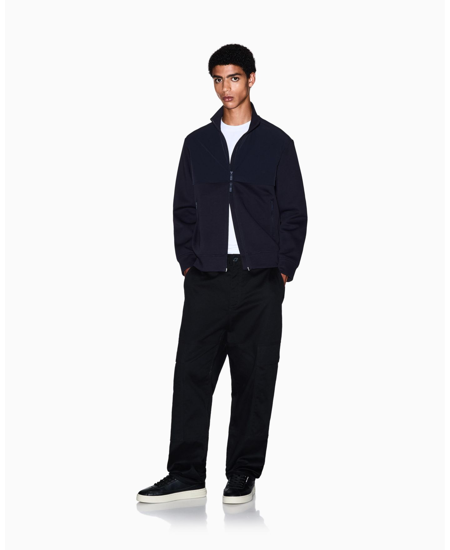 Мужской свитшот A|X Armani Exchange Mixed Media Commuting Full Zip, цвет: Глубокий тёмно-синий — фото 2