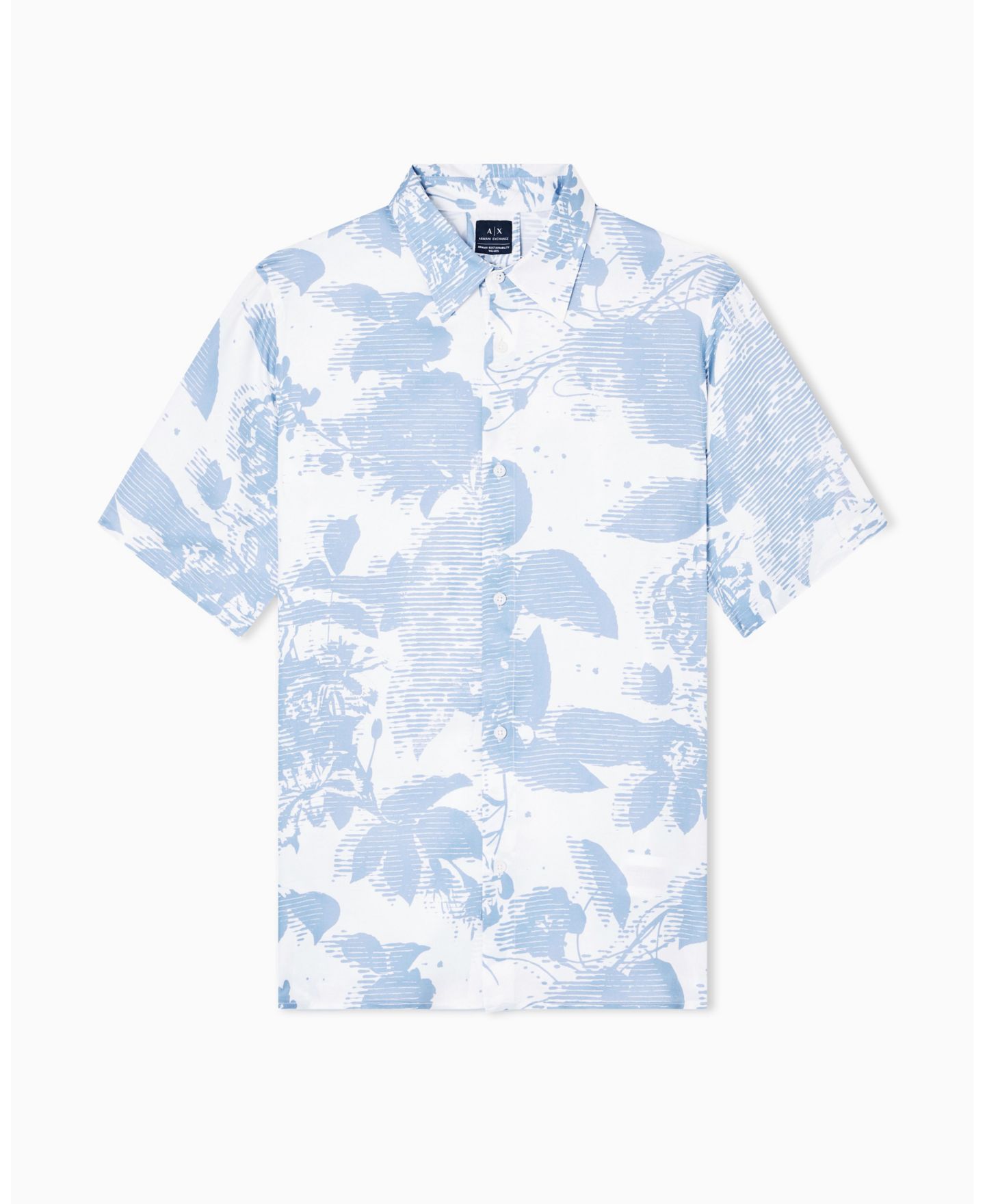 Мужская рубашка A|X Armani Exchange Short Sleeve Viscose Print Woven, цвет: Выцветший с принтом — фото 3