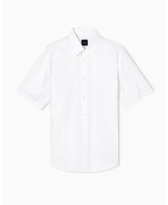 Men's Short Sleeve Cotton Jacquard Allover Logo Woven Shirt