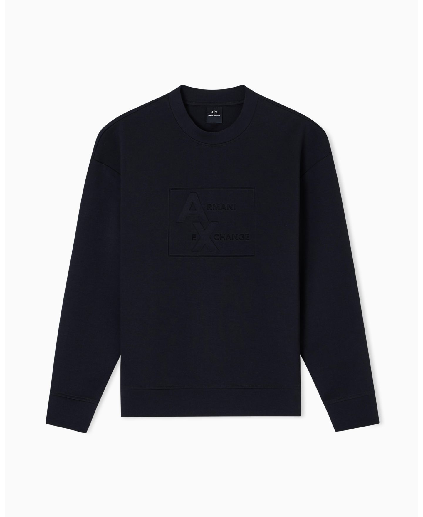 Мужская толстовка A|X Armani Exchange Tonal Grid Box Crewneck, цвет: Чёрный — фото 5