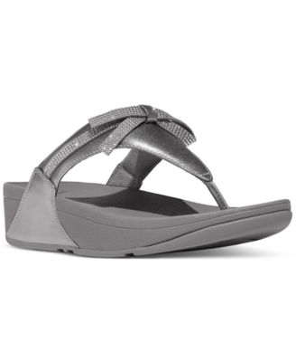 Women's Lulu Glitz-Bow Leather Toe-Post Sandals