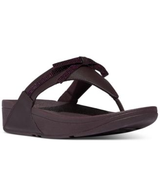 Women's Lulu Glitz-Bow Leather Toe-Post Sandals