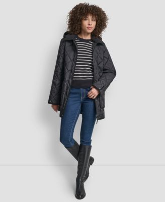 Women's Corduroy Collar Hooded Quilted Coat