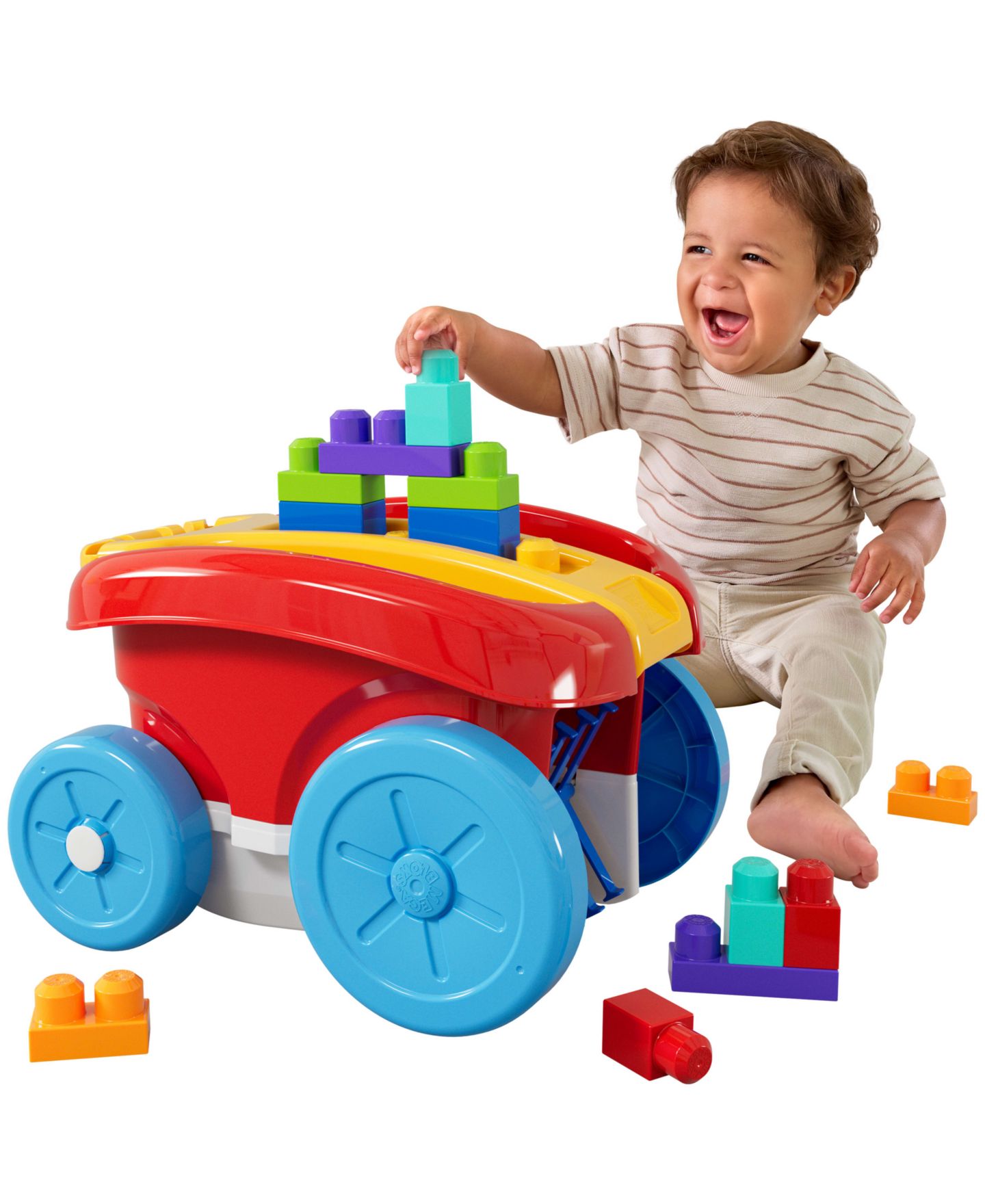 Детский конструктор Mega Bloks First Builders Block Scooping Wagon, 21-Piece Building Set, Ages 1+ — фото 1