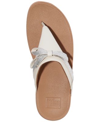 Women's Lulu Glitz-Bow Leather Toe-Post Sandals