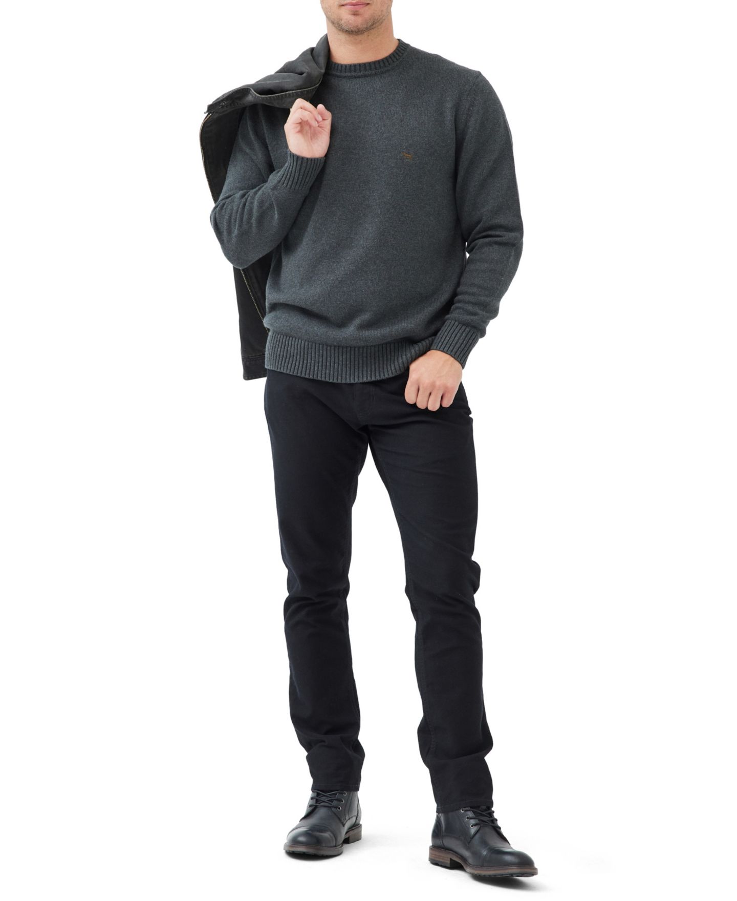 Мужской свитер Rodd & Gunn Gunn Crew Neck Pullover, цвет: Угольный серый — фото 6