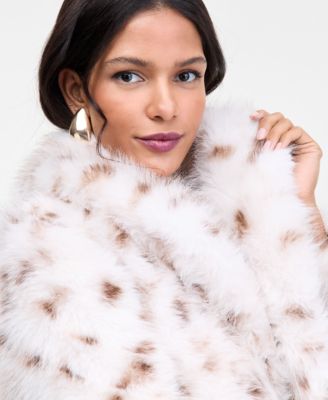 Women's Printed Long Faux-Fur Coat, Macy's Exclusive