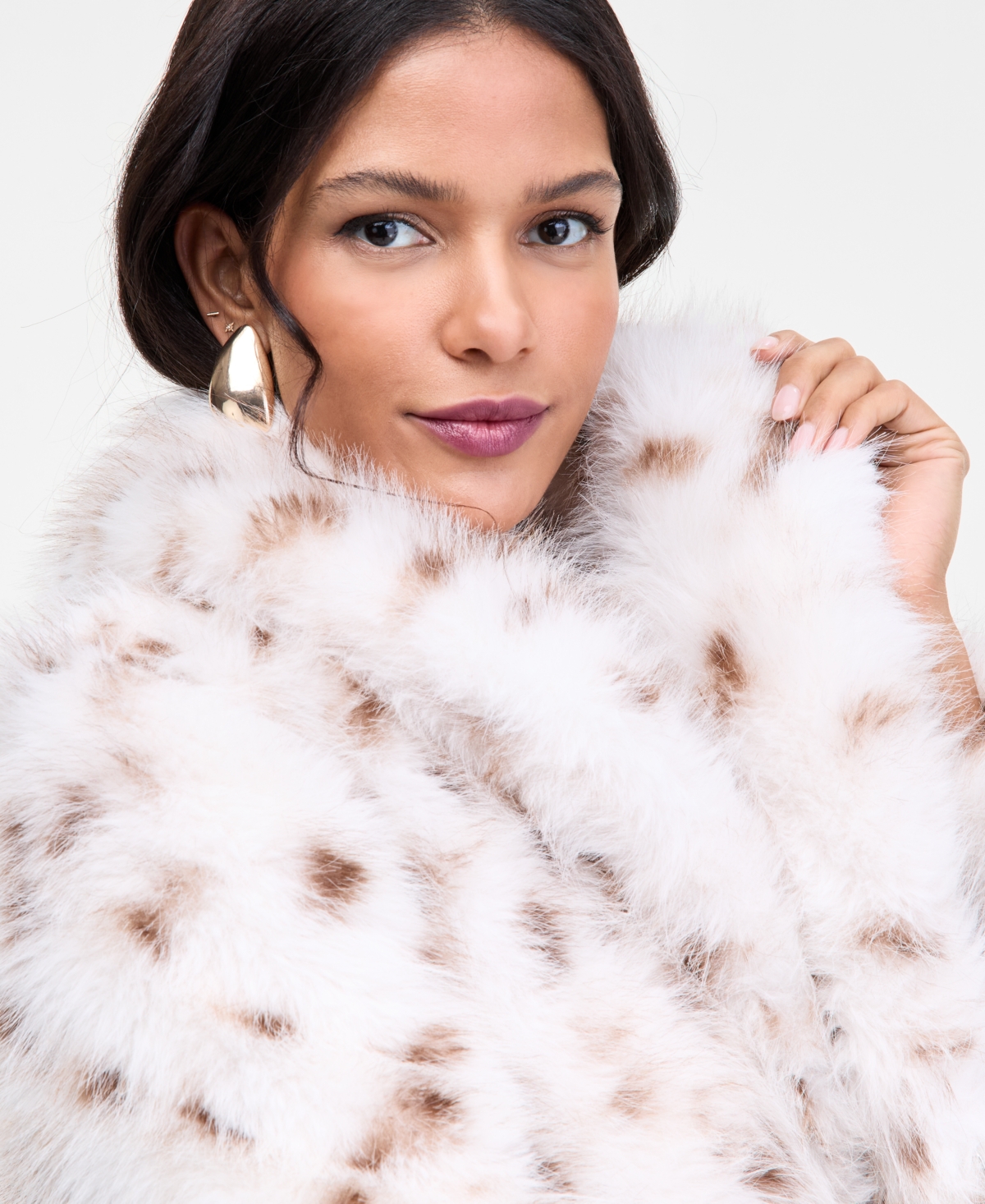 I.n.c. International Concepts Women's Printed Long Faux-Fur Coat, Macy's Exclusive