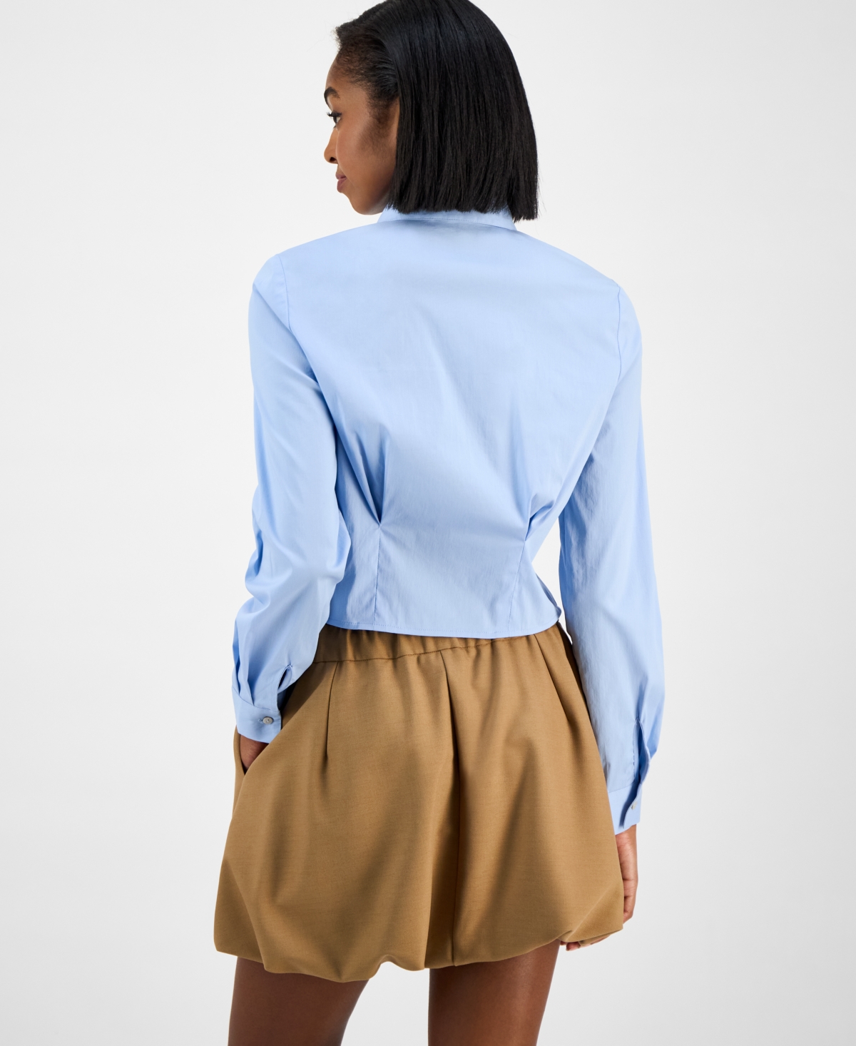 Bar Iii Women's Cropped Long-Sleeve Shirt, Macy's Exclusive
